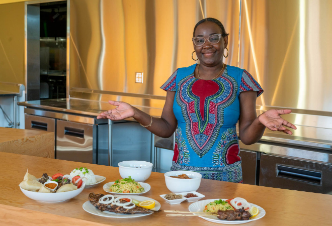 Caroline Musitu and her dishes