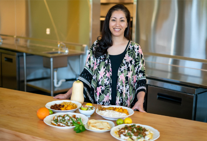 Nasrin Noori with her dishes